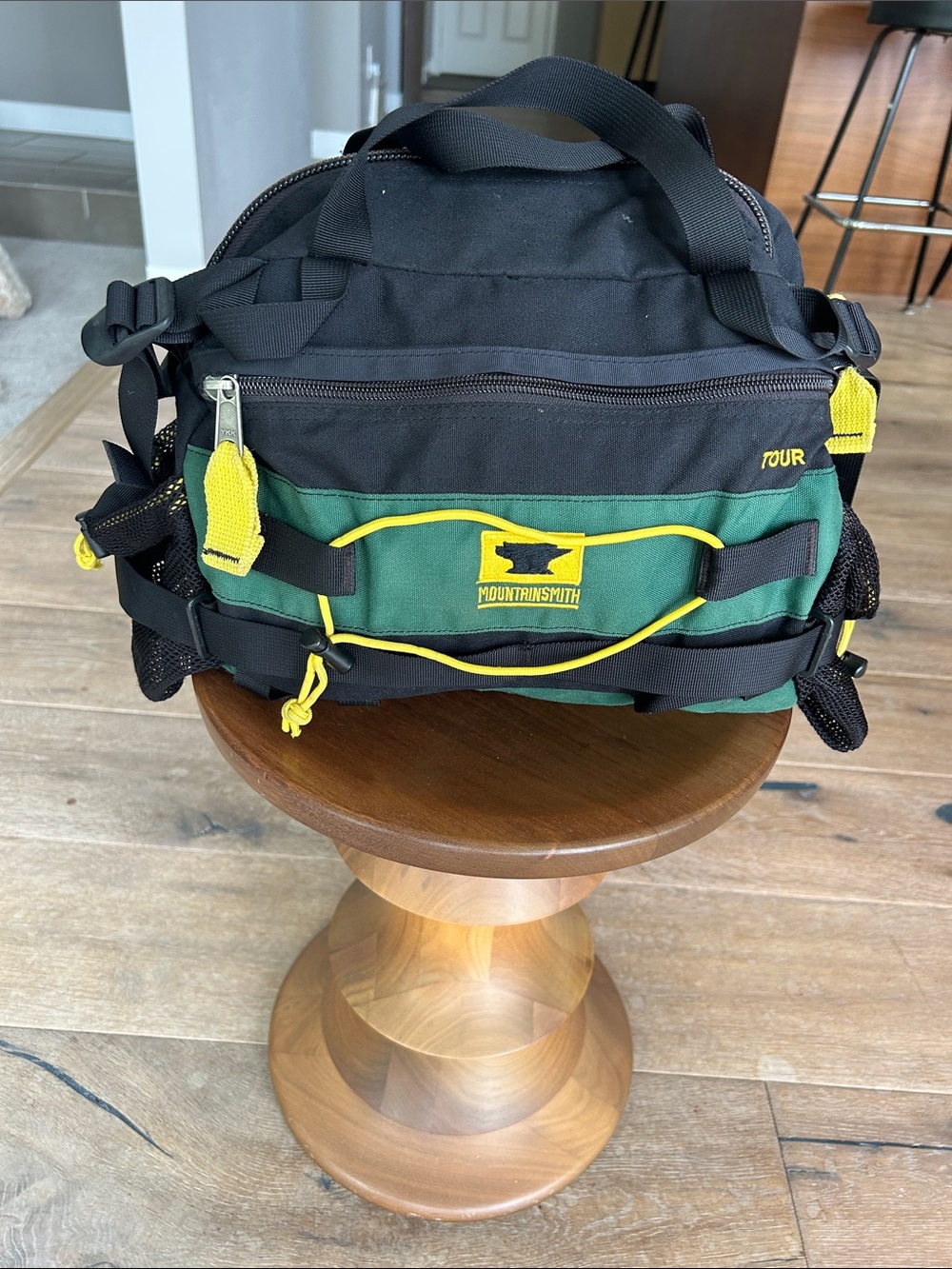 Green and Black Men’s Toiletry Bag with Yellow Trim